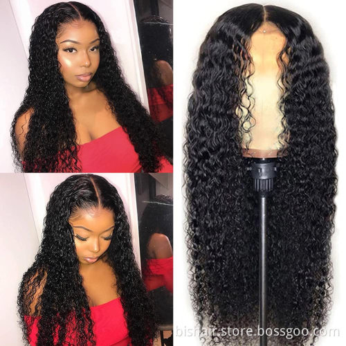 kinky curly Front Lace Wig Female 4x4 Lace Closed Curly Real Human Hair Wig 10A 150% Density Brazilian Hair Wig